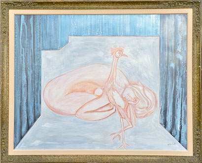 Etta Scotti pittrice quadro astratto informale rosa rosso e bianco